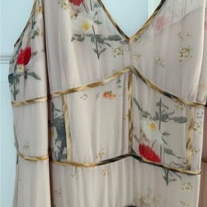 All Saints Floral Sheer Dress - Cream and Red